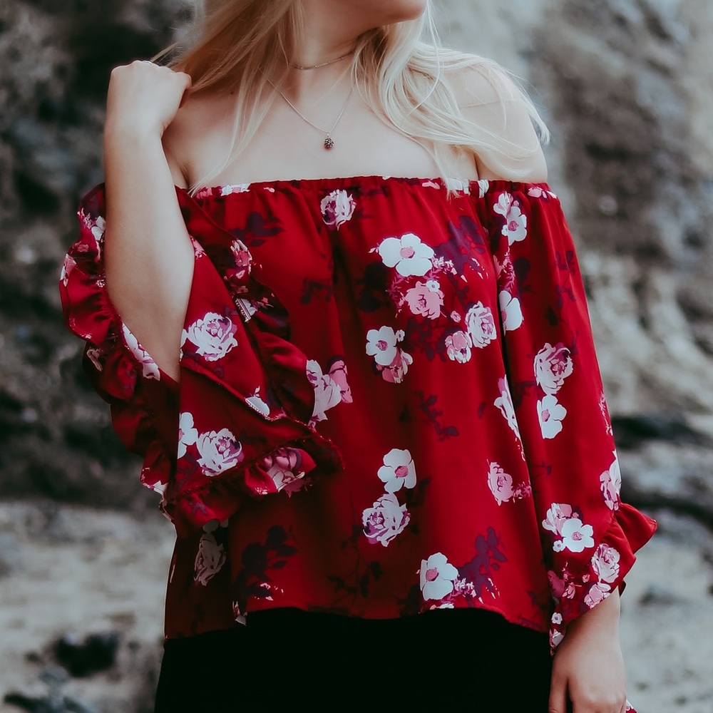 Charlotte Russe Off the Shoulder Floral Top